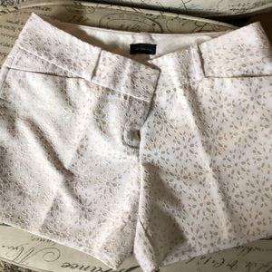 White and beige eyelet dress shorts by The Limited